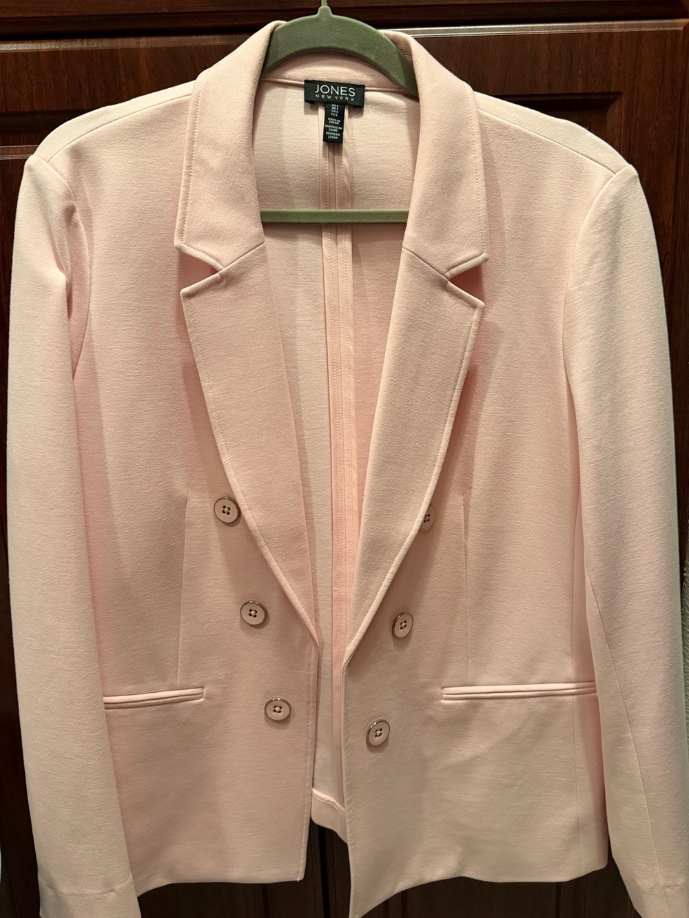 Jones New York Blush Pink Double-Breasted Blazer